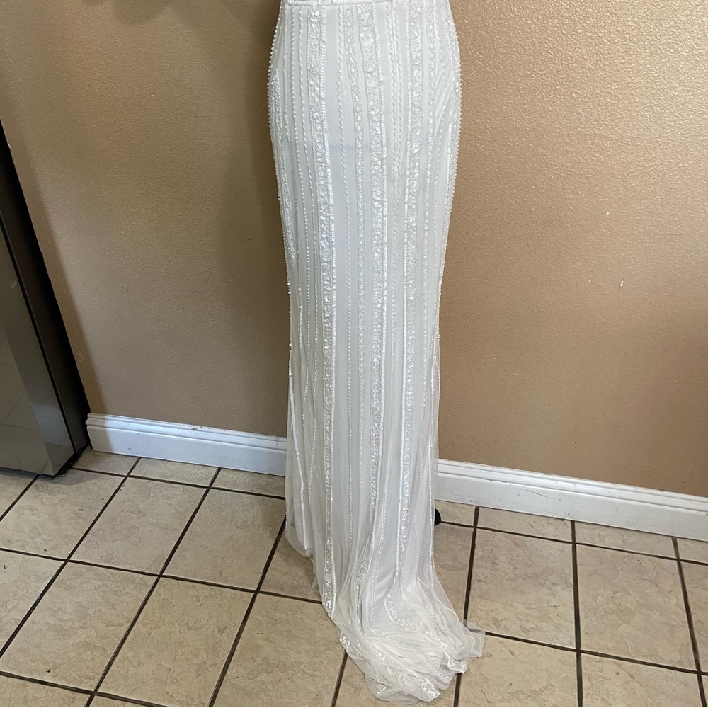 NWOT Lulus Stunning Vow White Beaded Sequin Maxi Dress - Picture 9 of 14